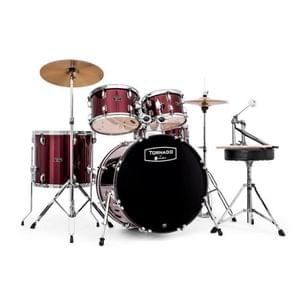 Mapex TNM5254TCUDR Wine Red Tornado 5 pcs Drum Set with Hardware Throne and Cymbals